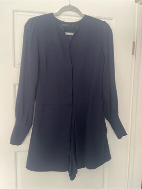 Zara Navy Long-Sleeve Romper